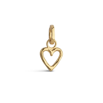 Enamel - Organisk hjerte charm i forgyldt sølv
